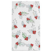 Watercolor Holly Leaves and Red Berries Christmas スモールペーパーバッグ (裏面)