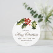 Watercolor Holly Red Berries Elegant シーズンカード (スタンド正面)