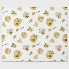Watercolor Honey Bee Wrapping Paper ラッピングペーパー