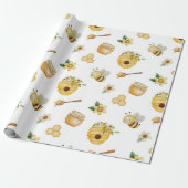 Watercolor Honey Bee Wrapping Paper ラッピングペーパー (アンロールド)