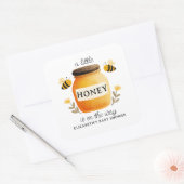 Watercolor Honey & Bees Baby Shower スクエアシール (封筒)