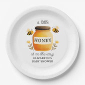 Watercolor Honey & Bees Baby Shower Yellow ペーパープレート (正面)
