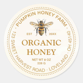 Watercolor Honeybee Apiary Honey Jar Product Label ラウンドシール