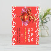 Watercolor Horse Jumping Red Lantern 招待状 (スタンド正面)