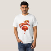 Watercolor Horse Jumping Red Lantern Tシャツ (正面フル)