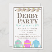 Watercolor Horse Racing Silks Derby Party Design 招待状 (正面)