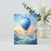 Watercolor Hot Air Balloon Peaceful Sky  ポストカード (スタンド正面)