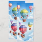 Watercolor Hot Air Balloons Birthday Theme cards (正面/裏面)