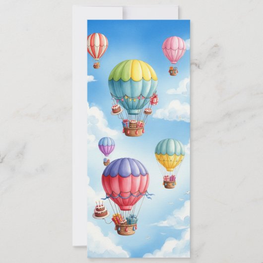 Watercolor Hot Air Balloons Birthday Theme cards (正面)