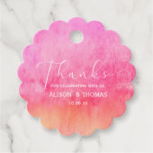 Watercolor Hot Pink and Orange Wedding  フェイバータグ (正面)