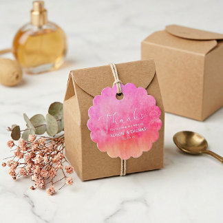 Watercolor Hot Pink and Orange Wedding  フェイバータグ