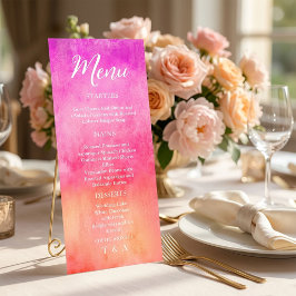Watercolor Hot Pink and Orange Wedding  Menu メニュー