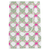 Watercolor Hot Pink Bow Ginger Jar Christmas ミディアムペーパーバッグ (裏面)