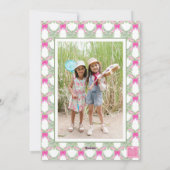 Watercolor Hot Pink Bows Garland Christmas Photo シーズンカード (裏面)