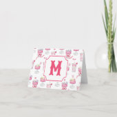 Watercolor Hot Pink Mahjong Cocktails サンキューカード (正面)