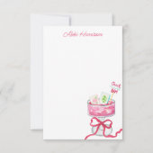 Watercolor Hot Pink Mahjong Cocktails サンキューカード (正面)