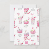 Watercolor Hot Pink Mahjong Cocktails サンキューカード (裏面)