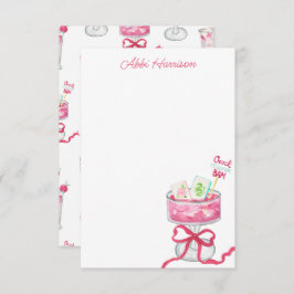 Watercolor Hot Pink Mahjong Cocktails サンキューカード