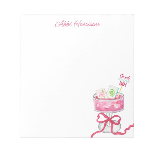 Watercolor Hot Pink Mahjong Cocktails ノートパッド (正面)