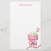 Watercolor Hot Pink Mahjong Cocktails 便箋 (正面)