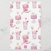 Watercolor Hot Pink Mahjong Cocktails 便箋 (裏面)