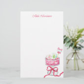 Watercolor Hot Pink Mahjong Cocktails 便箋 (スタンド正面)