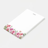 Watercolor Hot Pink Rose Flowers Personized Note ポストイット (アングル)