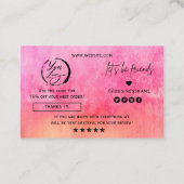 Watercolor Hot Pink Thank You Card Gold Accents 名刺 (裏面)