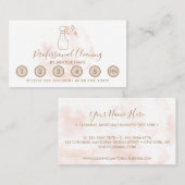 Watercolor House Cleaning Loyalty & Reward Punch 名刺 (正面/裏面)