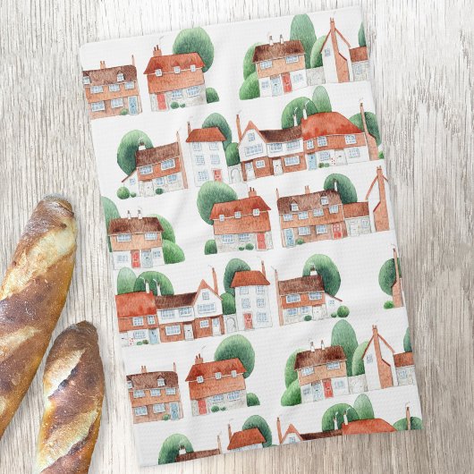 Watercolor House Home Art キッチンタオル