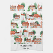 Watercolor House Home Art Personalized New Home キッチンタオル (縦)