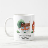 Watercolor House New Home Personalized コーヒーマグカップ (左)