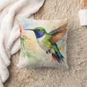 Watercolor Hummingbird クッション (ブランケット)