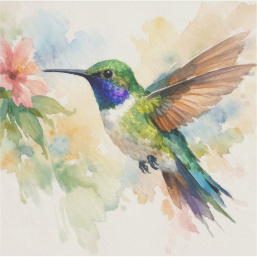 Watercolor Hummingbird シール (正面)