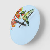 Watercolor Hummingbird ラウンド壁時計 (傾斜)