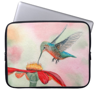 Watercolor hummingbird art laptop sleeve ラップトップスリーブ