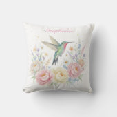 Watercolor Hummingbird Garden クッション (正面)