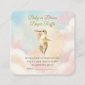 Watercolor Hummingbird & Pastel Clouds Baby Shower エンクロージャーカード (正面)