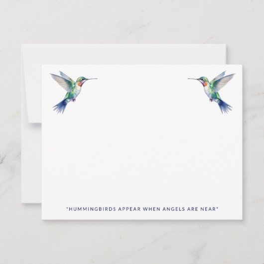 Watercolor Hummingbird Quote Memorial Remembrance ノートカード (正面)