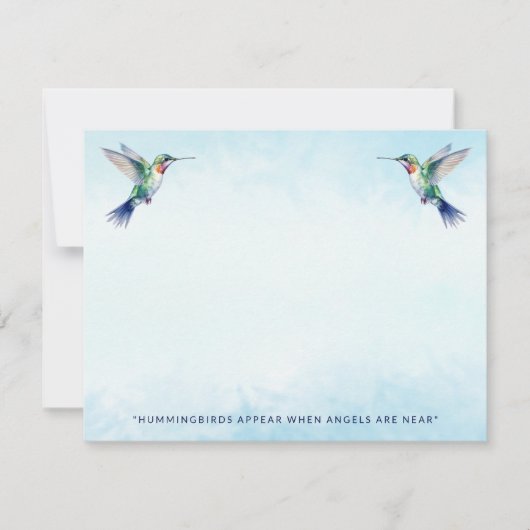 Watercolor Hummingbird Quote Memorial Sympathy  ノートカード (正面)