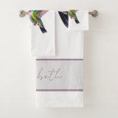 Watercolor Hummingbird with Florals バスタオルセット (インサイチュ)
