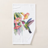 Watercolor Hummingbird with Florals バスタオルセット (ハンドタオル)