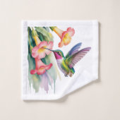 Watercolor Hummingbird with Florals バスタオルセット (ウォッシュタオル)