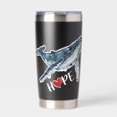 Watercolor Humpback Whale Hope Ocean for black 保温保冷タンブラー (正面)