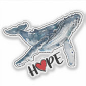 Watercolor Humpback Whale Hope Ocean Sea Life シール (正面)