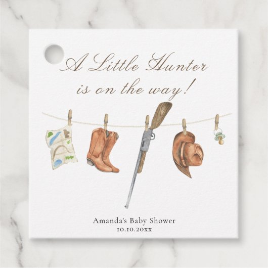 Watercolor Hunter Baby Shower フェイバータグ (正面)