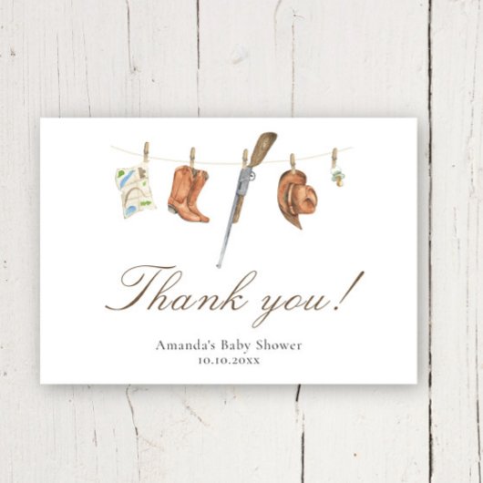 Watercolor Hunter Baby Shower Thank you サンキューカード