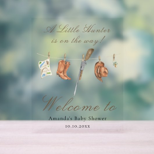 Watercolor Hunter Baby shower Welcome アクリルサイン (ニュートラル)