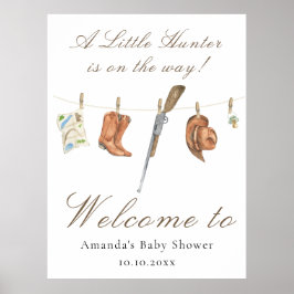 Watercolor Hunter Baby shower Welcome ポスター