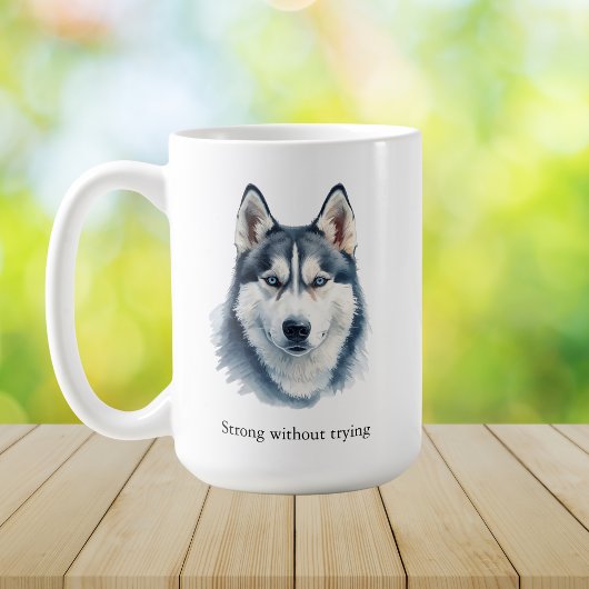  Watercolor Husky  + Custom Quote コーヒーマグカップ